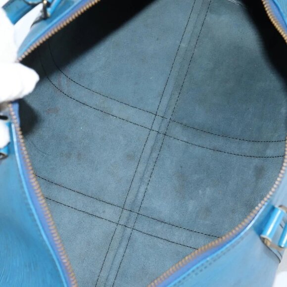 LOUIS VUITTON Epi Keepall 50 Boston Bag Blue - Picture 13 of 15